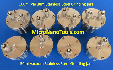 A set of Four Vacuum Stainless Steel Grinding Jars Inclu. Balls